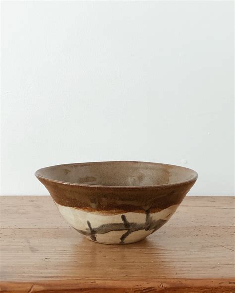 Studio Pottery Bowl Brown and Cream — counter-space