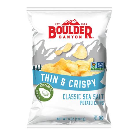 Boulder Canyon Thin & Crispy Avocado Oil Potato Chips, Classic Sea Sal ...