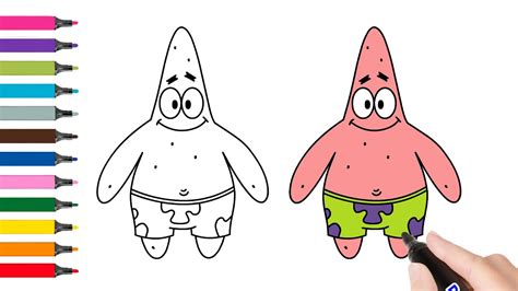 How to draw Patrick from SpongeBob. Step by step Patrick drawing. Рисуем Патрика. 怎样画派大星海绵宝宝 ...