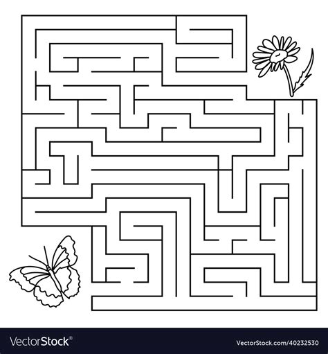 Maze game with animals and plants coloring page Vector Image