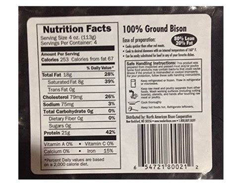 Bison Nutrition Facts Label | Besto Blog