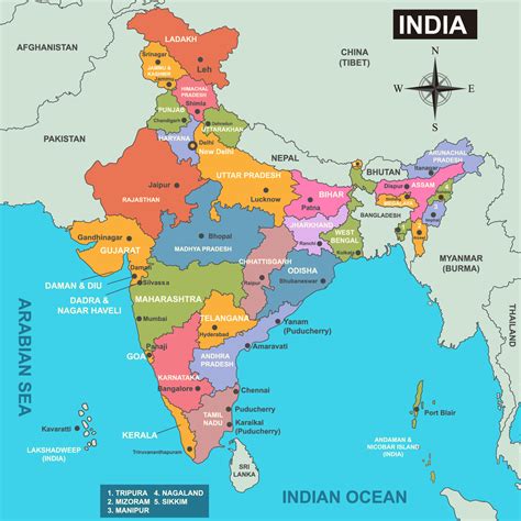 India Map With District Names 21630742 Vector Art at Vecteezy