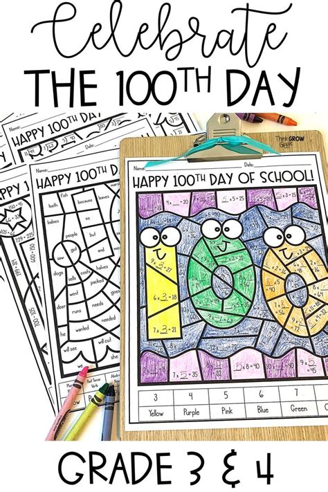 100th Day of School Activity Reading Writing Math Upper Elementary 3rd 4th Grade