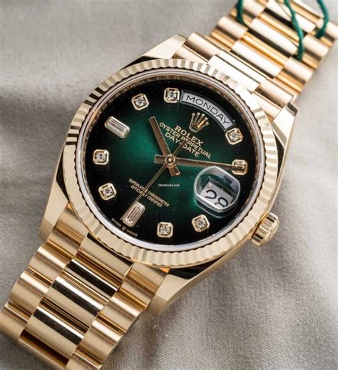 Rolex Day-Date 36 GREEN DIAL WITH DIAMONDS 09/2020 NEW aq for $40,854 for sale from a Trusted ...