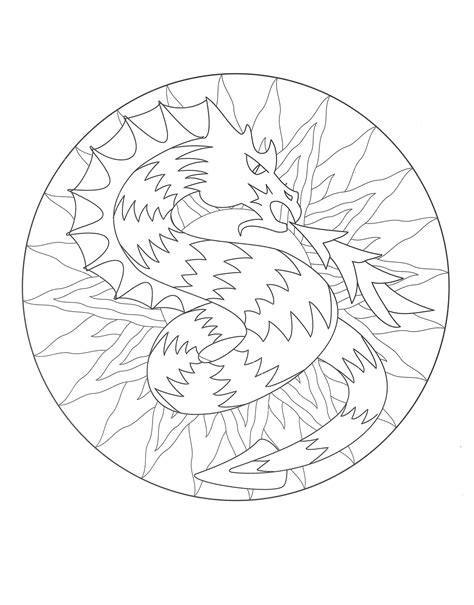 Free Mandala coloring page, representing a Dragon. To download on www ...