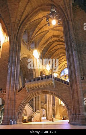 The interior of Liverpool Anglican Cathedral showing the nave bridge. Built in the Gothic ...