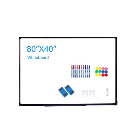 Large Magnetic White Board 80" x 40", Black Aluminum Frame Wall Mounted Dry Erase Board for ...