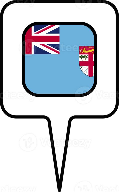 Fiji flag Map pointer icon, square design. 23639700 PNG