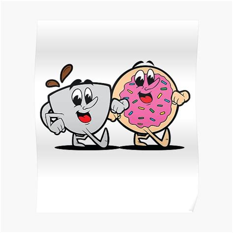 "Coffee and Donuts Vintage Retro Cartoon" Poster by bsanczel | Redbubble