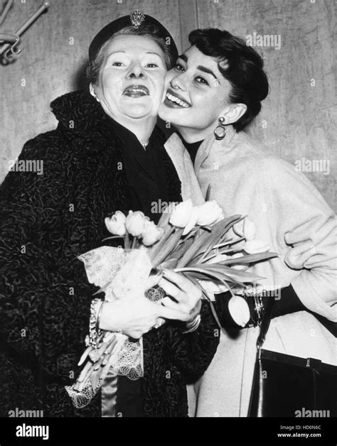 Audrey Hepburn, right, greets her mother, Baroness Ella van Heemstra ...