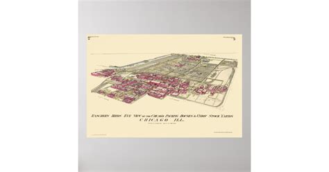 Stockyards Chicago, IL Panoramic Map - 1890 Poster | Zazzle