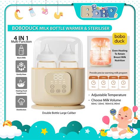 Boboduck 4 in 1 Multifunctional Double Baby Milk Bottle Warmer & Sterilizer