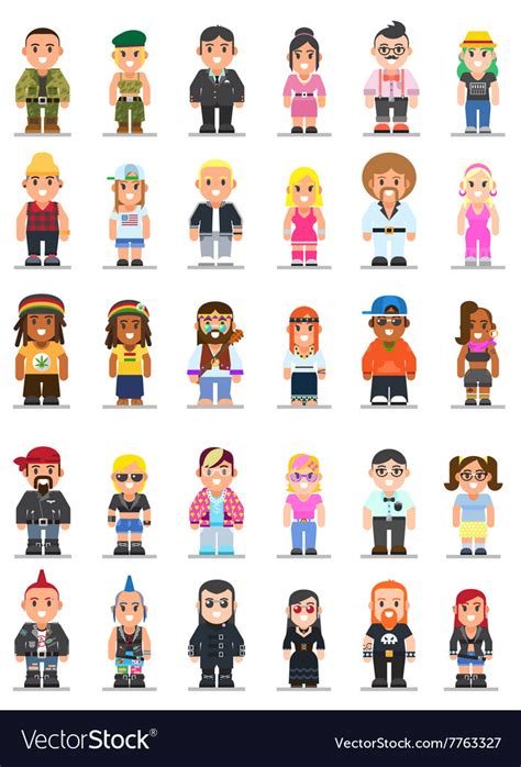 Different subcultures man and woman in flat style Vector Image