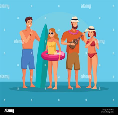 Summer beach and people Stock Vector Image & Art - Alamy