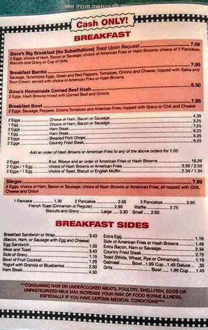 Online Menu of Dave's Diner Restaurant, High Ridge, Missouri, 63049 - Zmenu