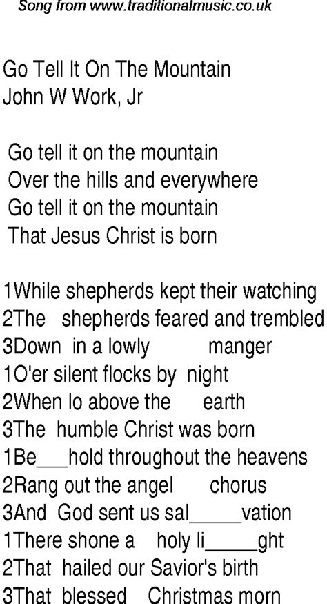 Go Tell It On The Mountain - Christian Gospel Song Lyrics and Chords