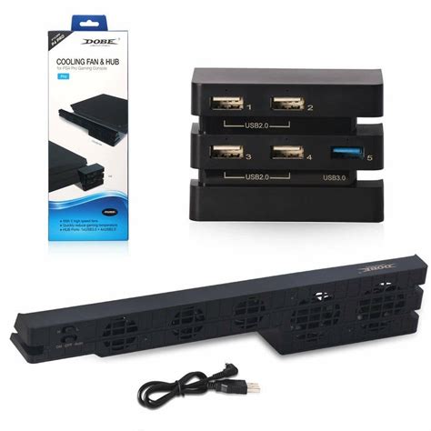 PS4 Pro Cooling Fan & USB HUB 2 in 1 Console Cooler for PlayStation 4 ...