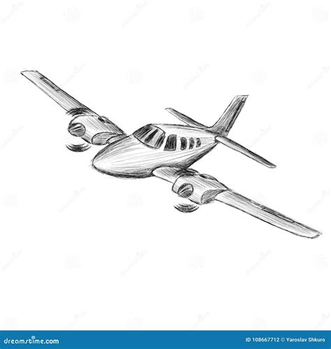 Small Plane Vector Sketch. Hand Drawn Twin Engine Propelled Aircraft. Air Tours Wehicle ...