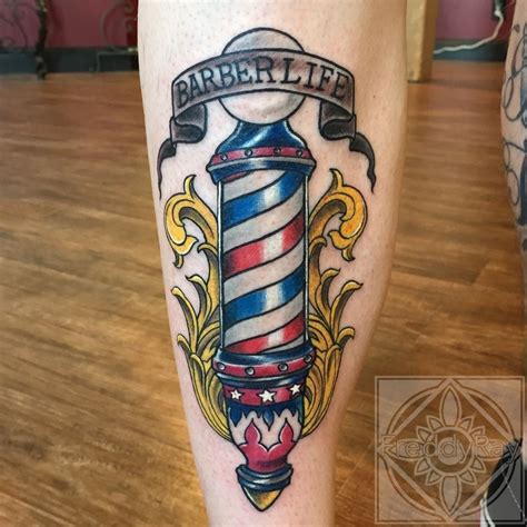 Stunning Barber Pole Tattoos