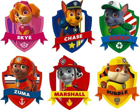 La Patrulla Canina Juego de 6 pegatinas para la pared, adhesivos de… | Insignia de paw patrol ...