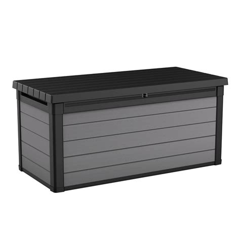 Keter Premier 150 Gal. Resin Large Durable Grey Deck Box for Lawn Outdoor Patio Garden Furniture ...