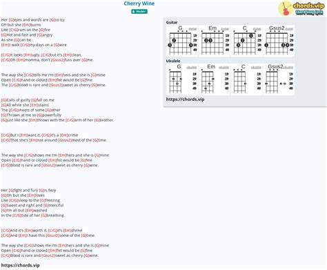 Chord: Cherry Wine - tab, song lyric, sheet, guitar, ukulele | chords.vip