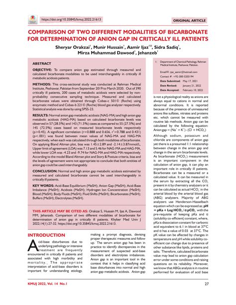 (PDF) COMPARISON OF TWO DIFFERENT MODALITIES OF BICARBONATE FOR ...