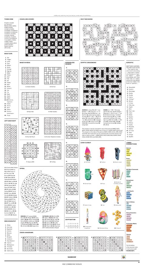 Puzzle Mania 2023 Answer Key - The New York Times