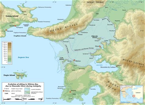 Miletus Bay Silting Evolution Map • Mapsof.net