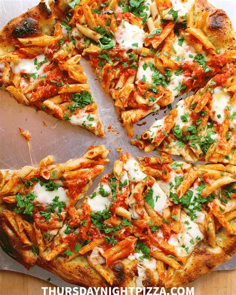 Penne Pizza with Marinara, Fresh Mozzarella, and Parm - Pasta Pizza Recipe