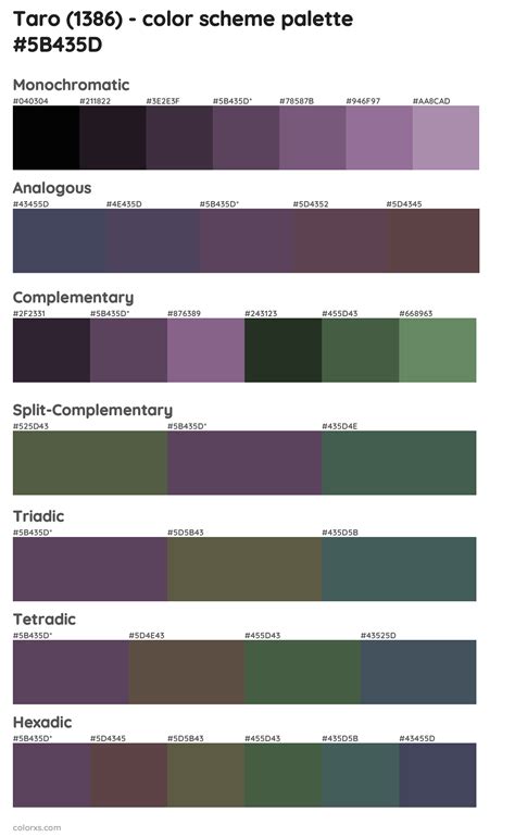 Benjamin Moore Taro (1386) Paint coordinating colors and palettes - colorxs.com