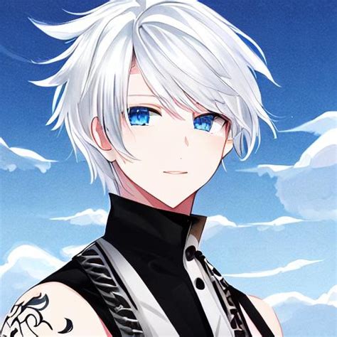 Anime Boy White Hair Blue Eyes