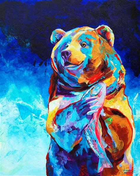 www.corinastmartin.com colourful bear with salmon | Colorful animal paintings, Pop art pet ...