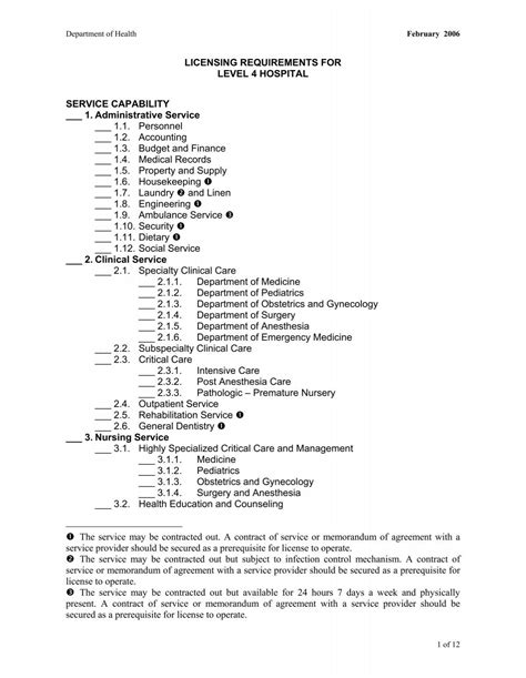 LICENSING REQUIREMENTS FOR LEVEL 4 HOSPITAL ... - DOH