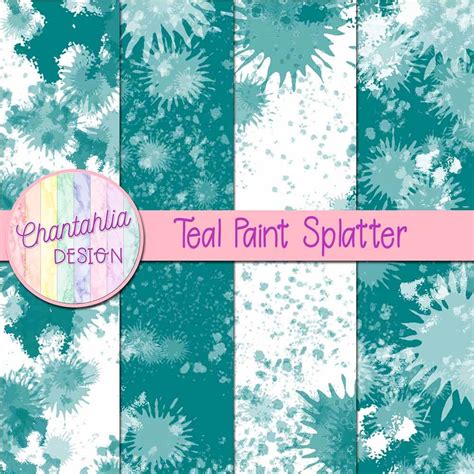 Free Digital Papers featuring Teal Paint Splatter Designs