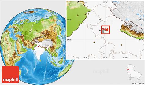 Physical Location Map of Meerut, highlighted country