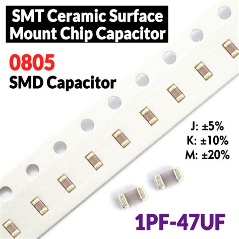 0805 SMD Capacitor SMT Ceramic Surface Mount Chip Capacitors 1PF-47UF ± ...