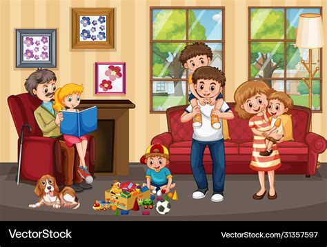 Happy family at home Royalty Free Vector Image