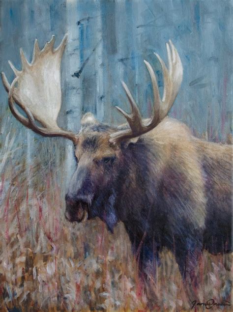 Fall Moose Oil Painting Bull Moose Nature Wildlife Art | Etsy