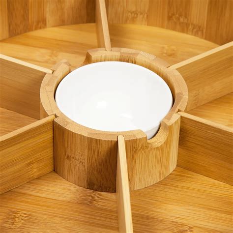 Bamboo Lazy Susan With Removable Dividers And Ceramic Centre - Buy Lazy Susan Rotating Tray ...