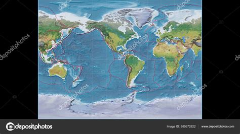 World Map Miller Cylindrical Projection Centered West Longitude Main Physiographic Stock Photo ...