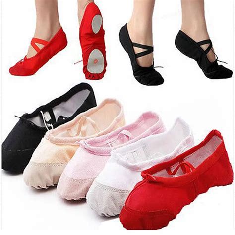 Female Adult Soft Dancing Ballet Shoes for Women Comfortable Fitness Breathable Canvas Practice ...