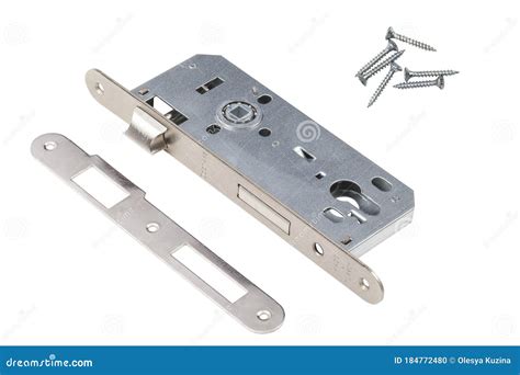 Set of Lock Accessories Isolated on a White Background. Metal Door Lock Stock Photo - Image of ...