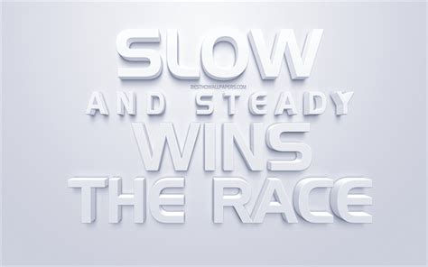 Download wallpapers Slow and steady wins the race, motivation quotes, 3d art, inspiration ...