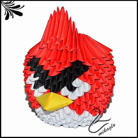 Origami 3d - mikaglo: 37. Angry Birds z origami krok po kroku / 3d origami red Angry Birds diagram