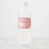 Retro desert daisy 1st birthday personalized water bottle label | Zazzle