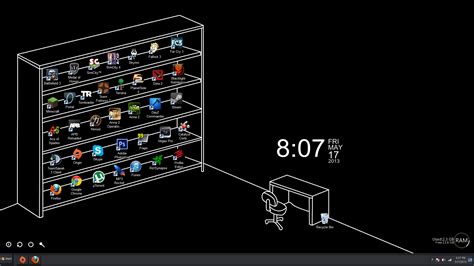 Arrange your desktop icons on the shelf example in comments