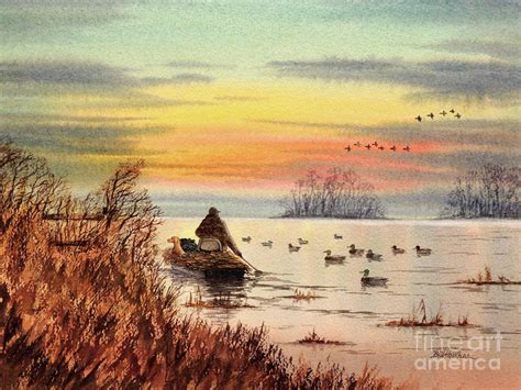 A Great Day For Duck Hunting Painting by Bill Holkham