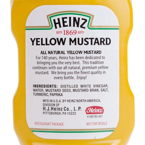 Heinz Yellow Mustard 13 oz. Upside Down Squeeze Bottle - 16/Case