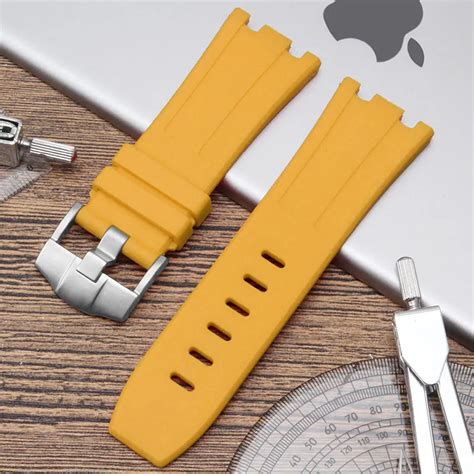 28 millimeter yellow rubber silicone strap, AP waterproof watch strap ...